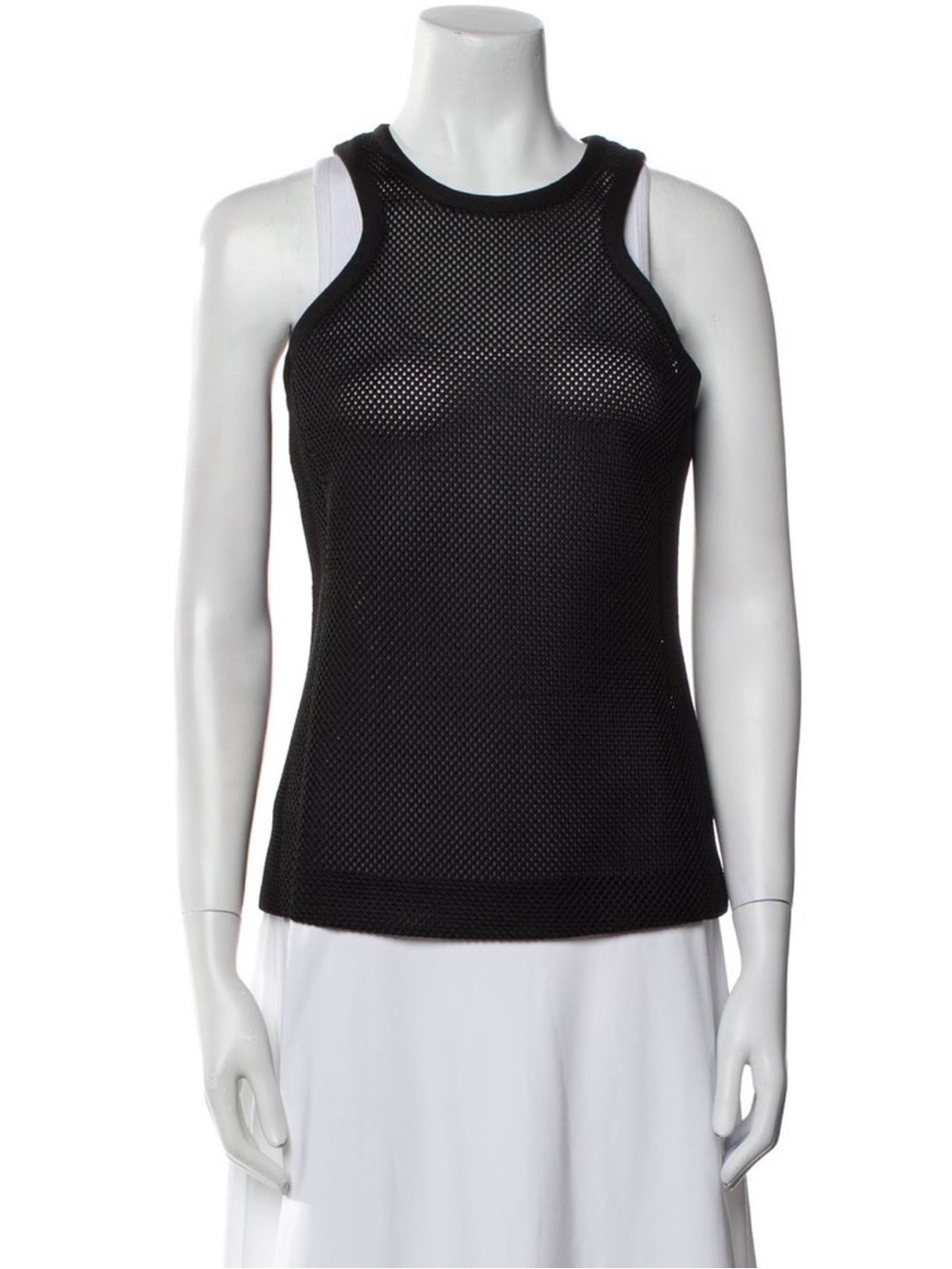 Max Mara Black Mesh Racerback Tank Top